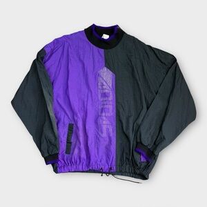 Vintage Adidas Trefoil‎ Purple Black Nylon Windbreaker Pullover Jacket Men’s M